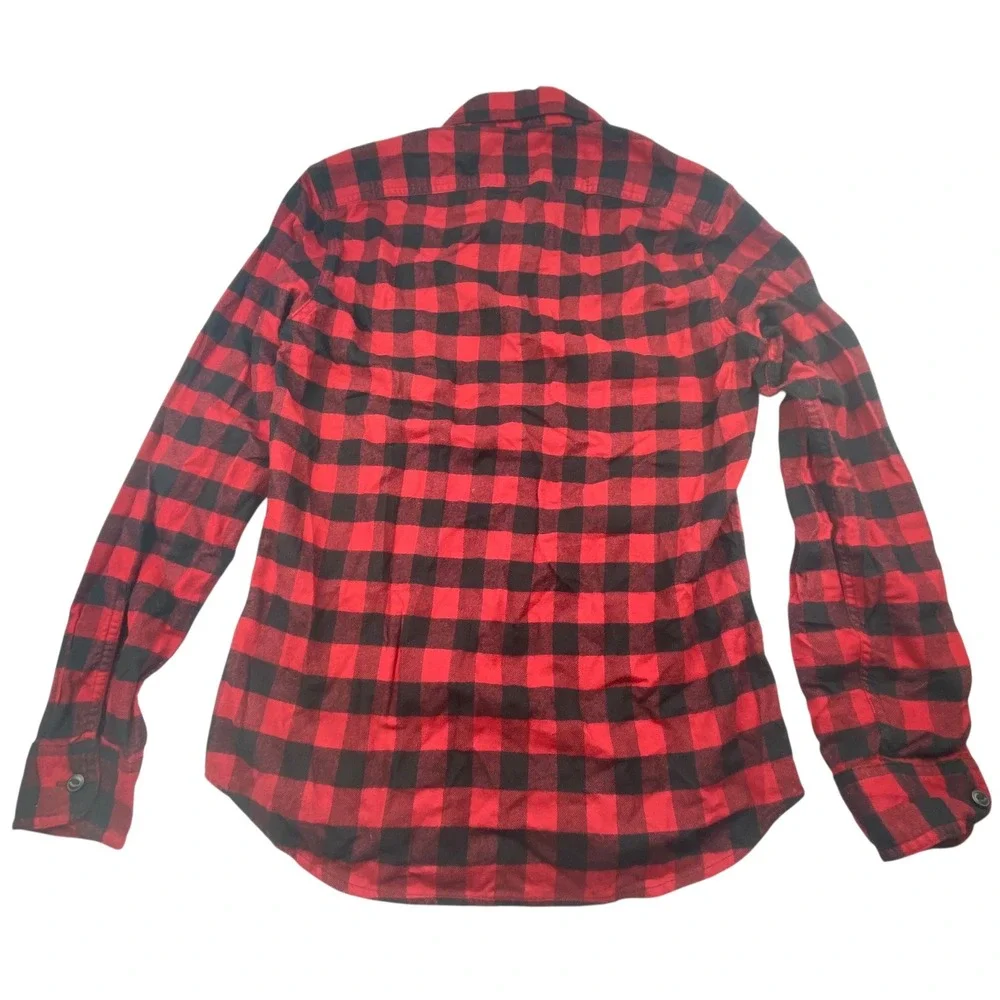 J. Crew Flannel Shirt Red Black Buffalo Plaid Classic Fit Long Sleeve‎ Mens S